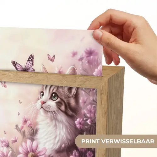 Kitten - Bloemen - Vlinders - Paars Light Box met kabel (Kinderlampje) klein -USP_websiteprintNL
