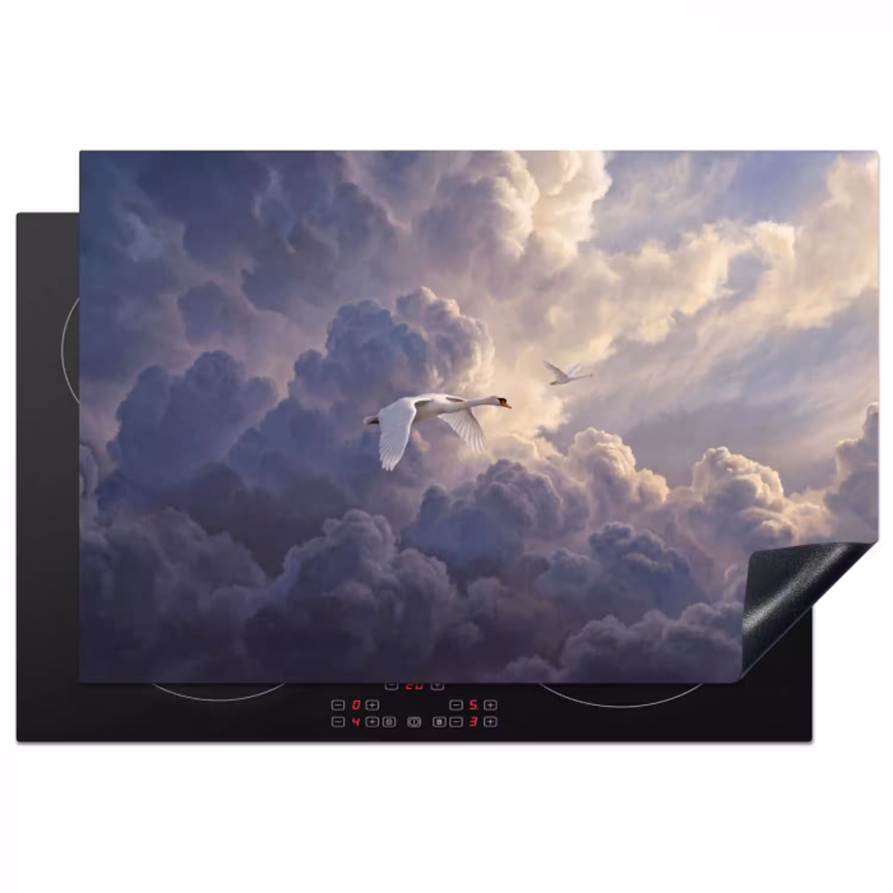 Vogel - Vliegend - Natuur - Wit - Wolken Inductie beschermer vinyl 3mm klein -3d