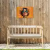 Vrouw - Bloemen - Aesthetic - Oranje Tuinposter op houten frame 2 cm dik klein -sfeer4
