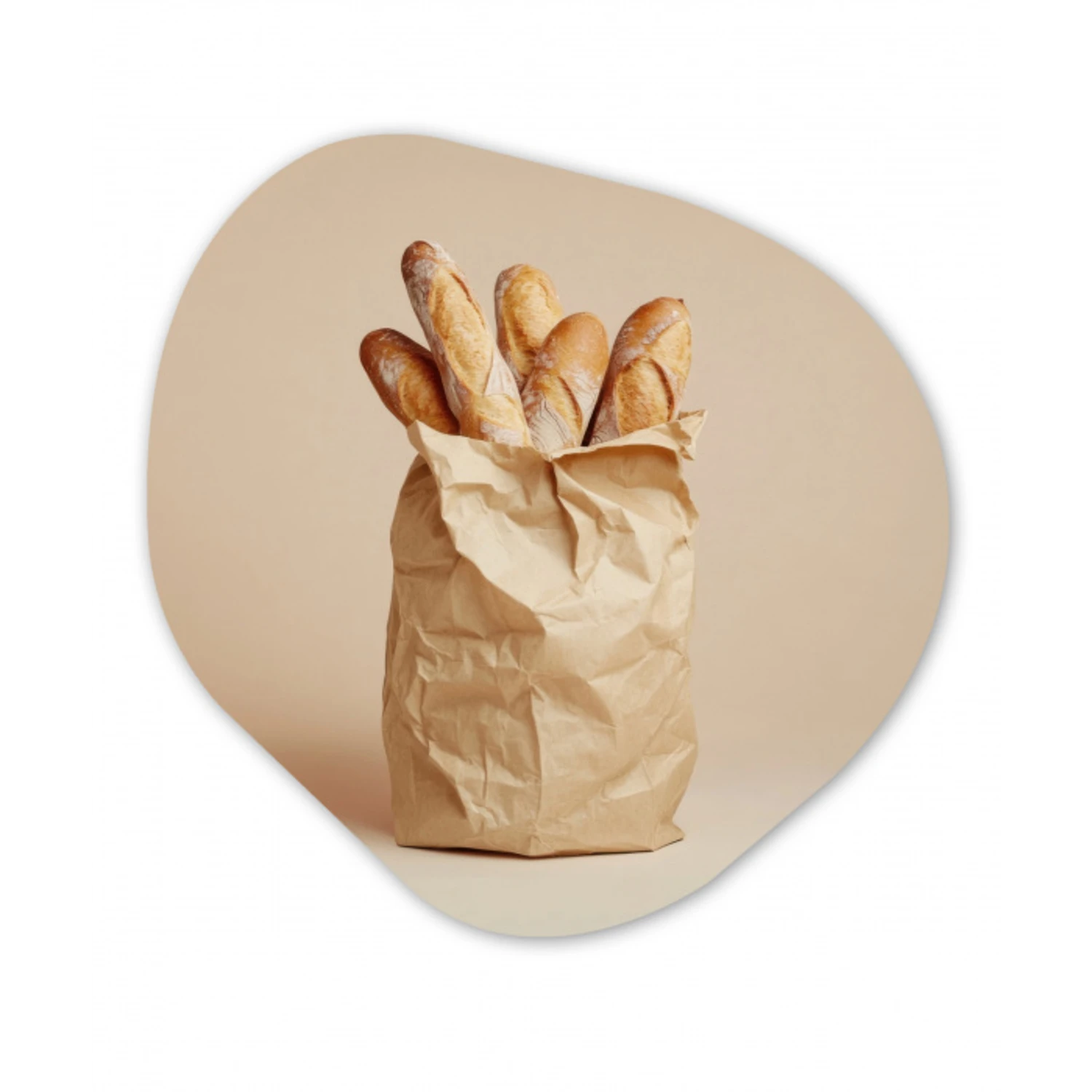 Baguette - Brood - Stokbrood - Beige Wandcirkel Organisch Plexiglas middel -3d