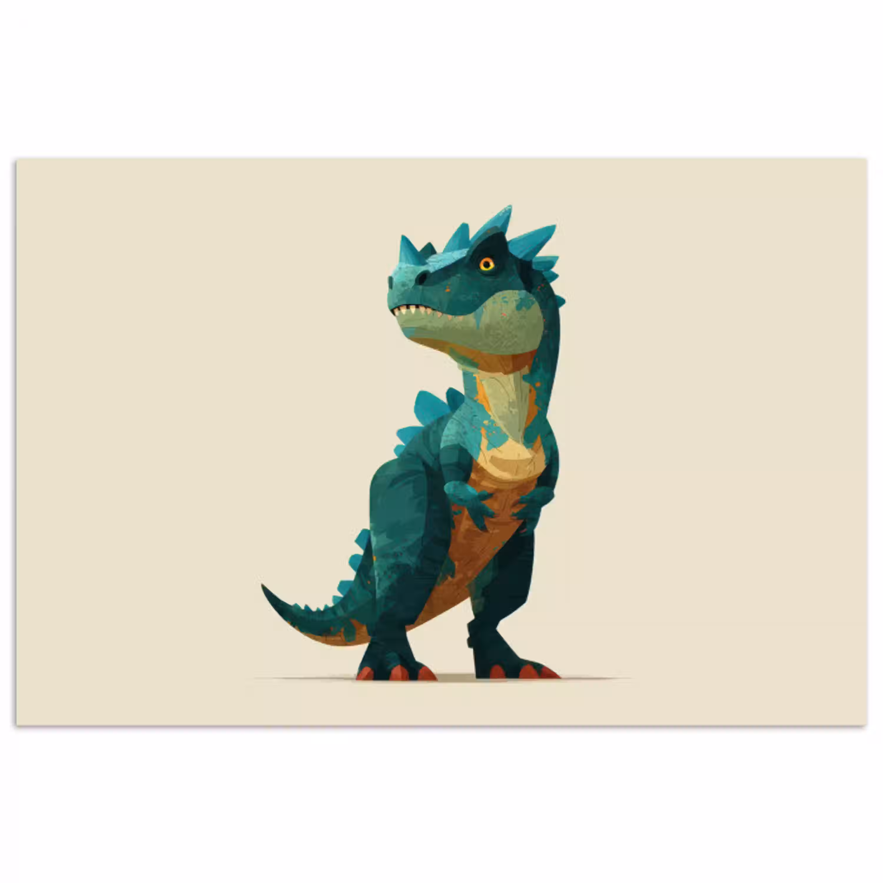 Stekels - Dino - Blauw - Gespierd poster papier klein -3d