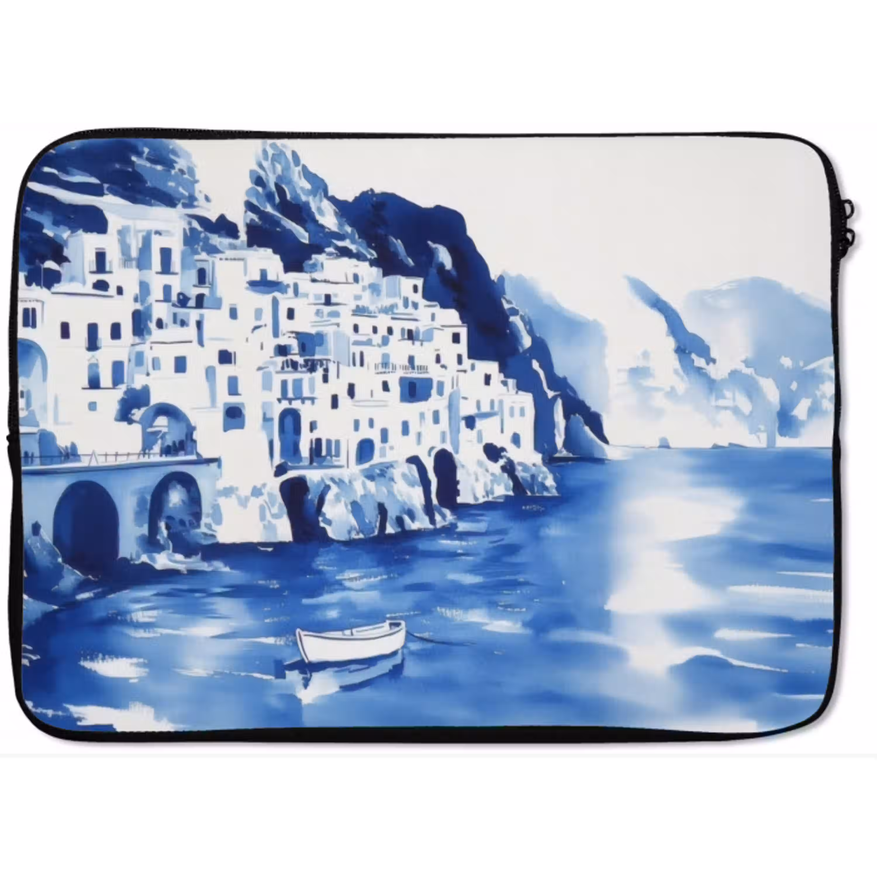 Dorp - Rotswand - Roeiboot - Water laptophoes neopreen klein -zkaufland3dotto
