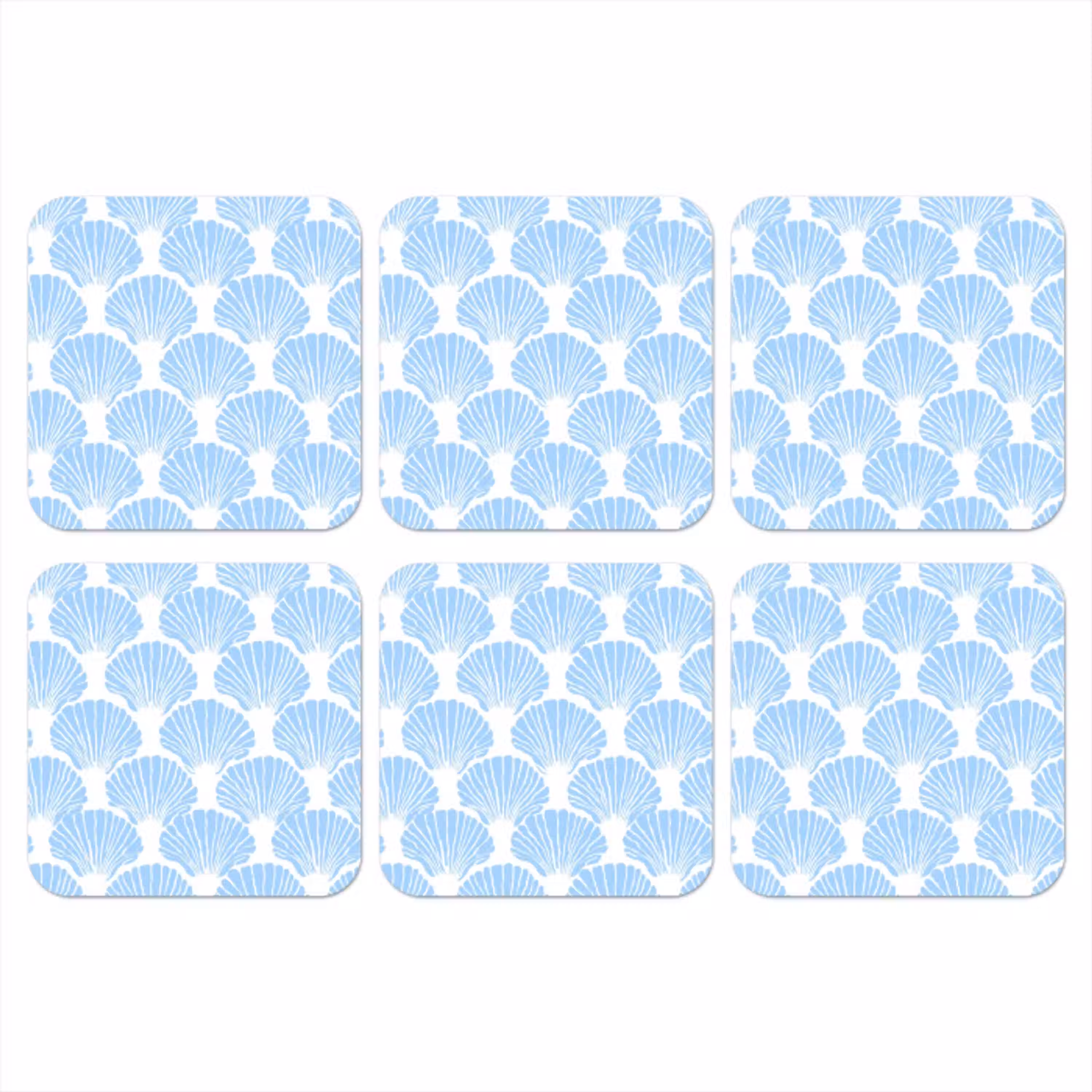 Blauw - Wit - Schelpen - Grafisch - Structuur onderzetter kurk middel 366 -3d