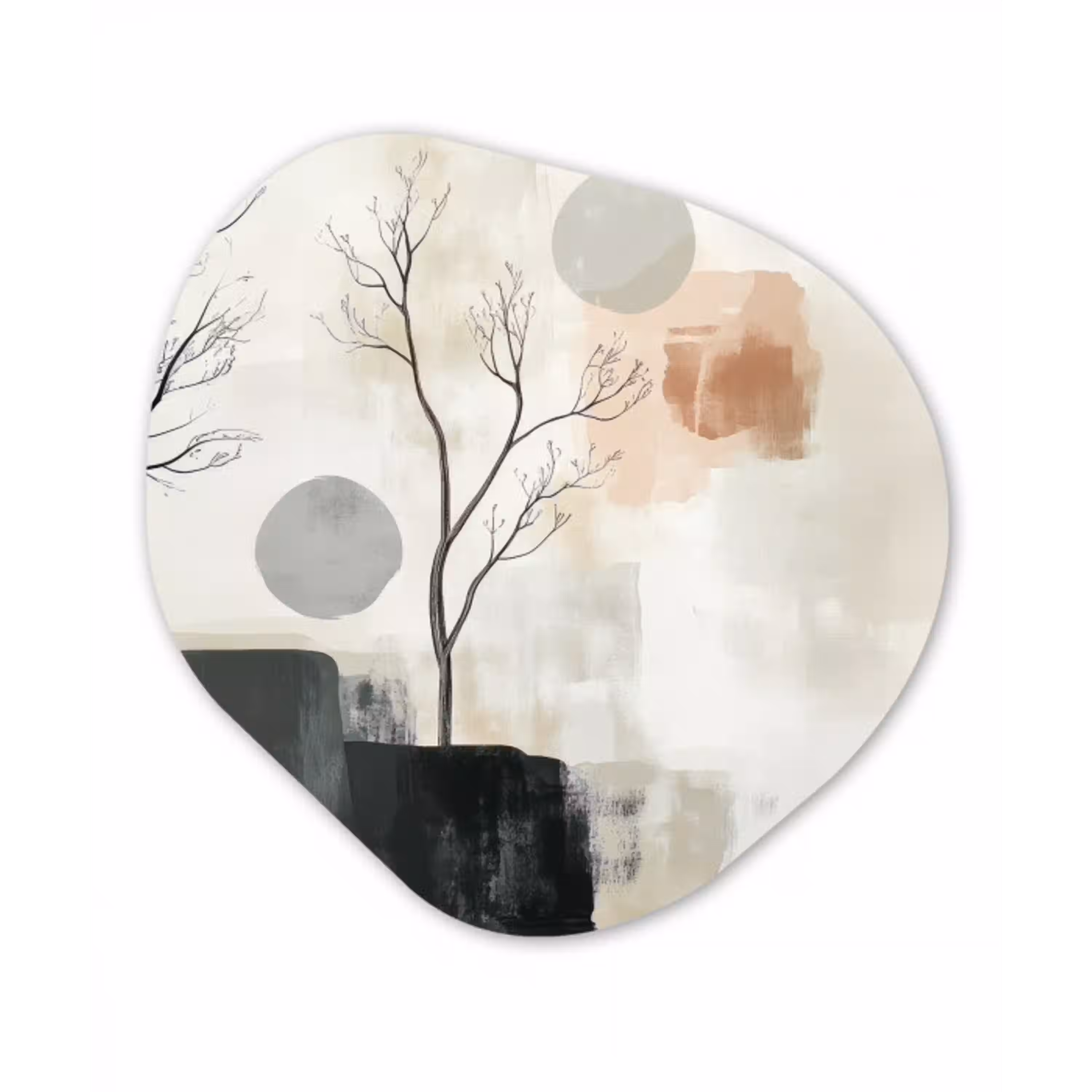 Wabi sabi - Beige - Plant Wandcirkel Organisch Aluminium middel -3d
