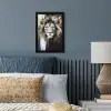 Leeuw - Portret - Verfspatten - Grijs fotolijst zwart zonder passe partout klein -sfeer3