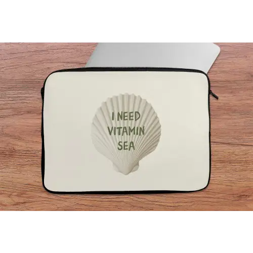 Schelp - Quote - Groen laptophoes neopreen klein -tafel