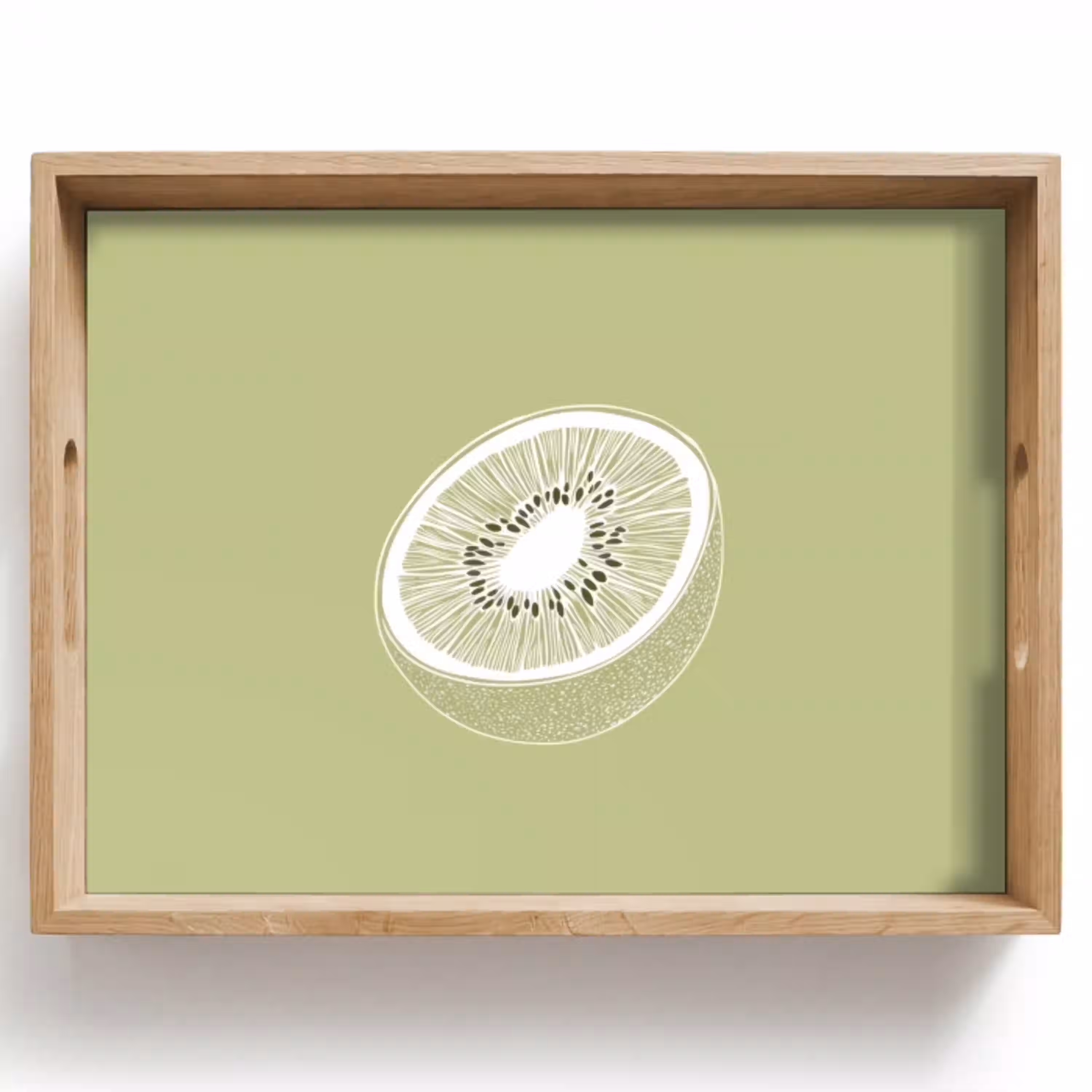 Kiwi - Lijntekening - Minimalistisch - Groen Dienblad Rechthoek middel -z3d_shopping