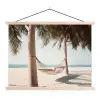 Hangmat - Palmbomen - Strand - Zee textielposter latten blank klein -3d