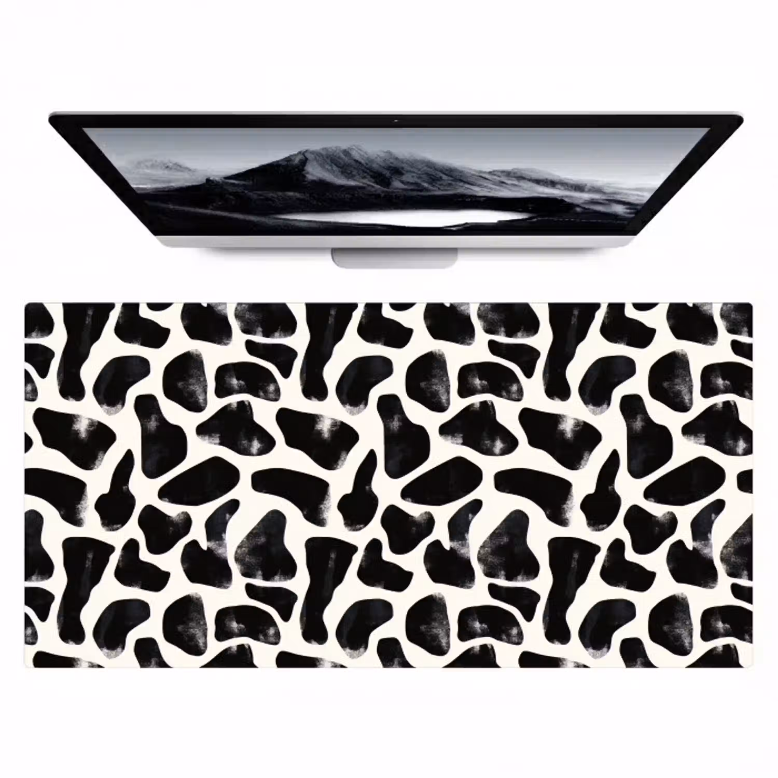 Dierenpatroon - Vlekken - Zwart - Wit Muismat XXL klein 681 -zzz3d