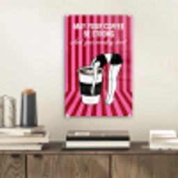 Roze - Strepen - Koffie - Maandag plexiglas 5mm klein -sfeer1