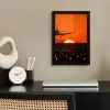 Zonsondergang - Vliegtuig - Oranje - Zon fotolijst zwart zonder passe partout klein -sfeer1