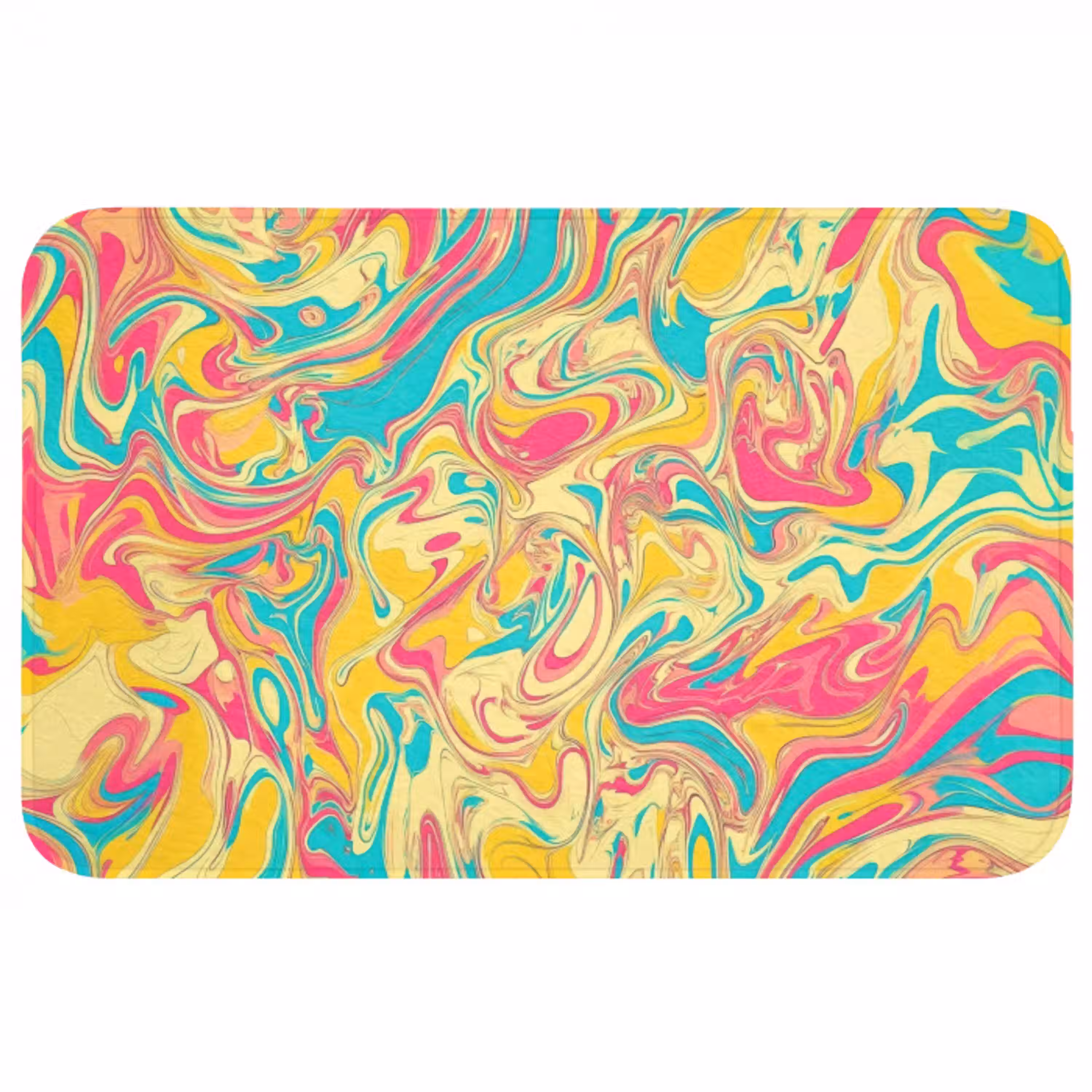 Geel - Roze - Blauw - Retro WCmat middel -3d