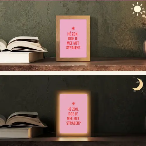 Roze - Zon - Quote Light Box met kabel (Tafellamp) klein -sfeer3