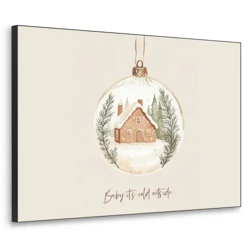 Quote - Winter - Kerst - Beige - Kerstbal Textielframe zwart klein -3d