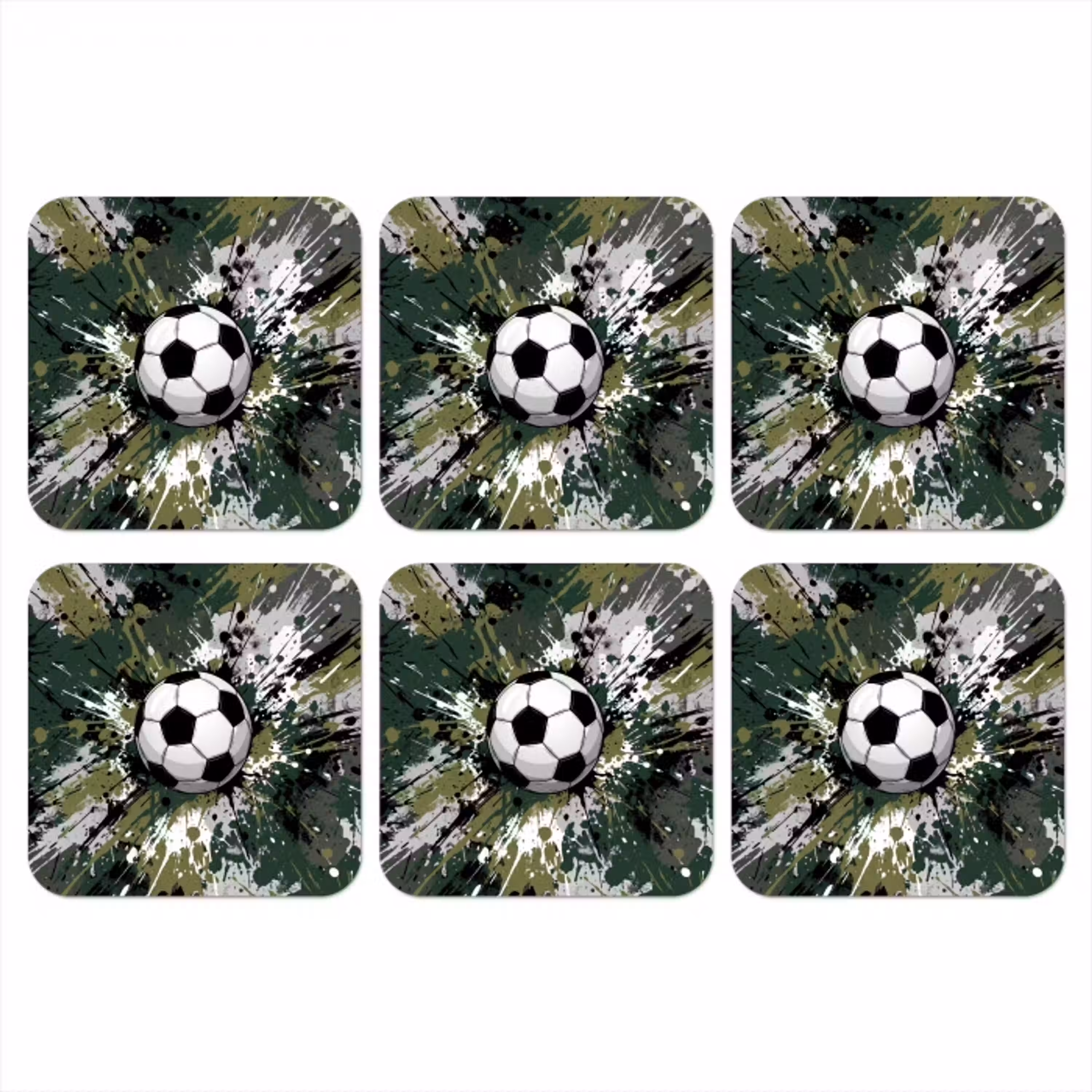 Voetbal - Verf - Spetters - Groen onderzetter kurk middel -3d