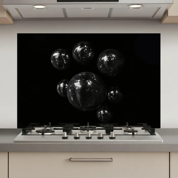 Discoballen - Minimalistisch - Zwart keuken achterwand spatscherm klein -3d_website