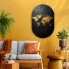 Wereldkaart - Goud - Steen Wandcirkel Ovaal Glas middel -sfeer4