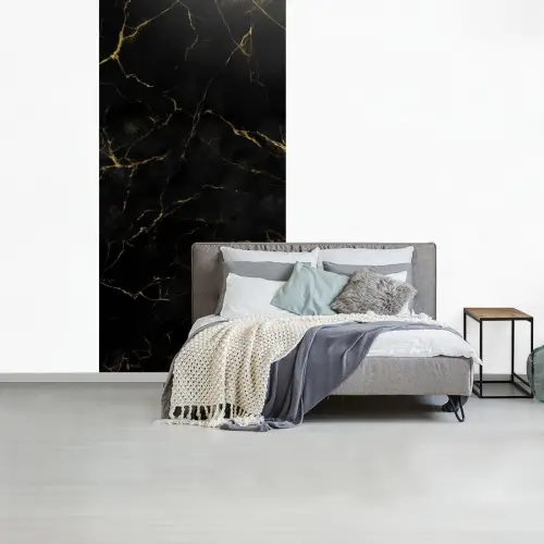 Zwart marmer - Gouden aders - Klassiek fotobehang vinyl groot -slaapkamer
