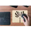 Bladeren - Gestreept - Stengel - Beige muismat rubber klein -toetsenbord