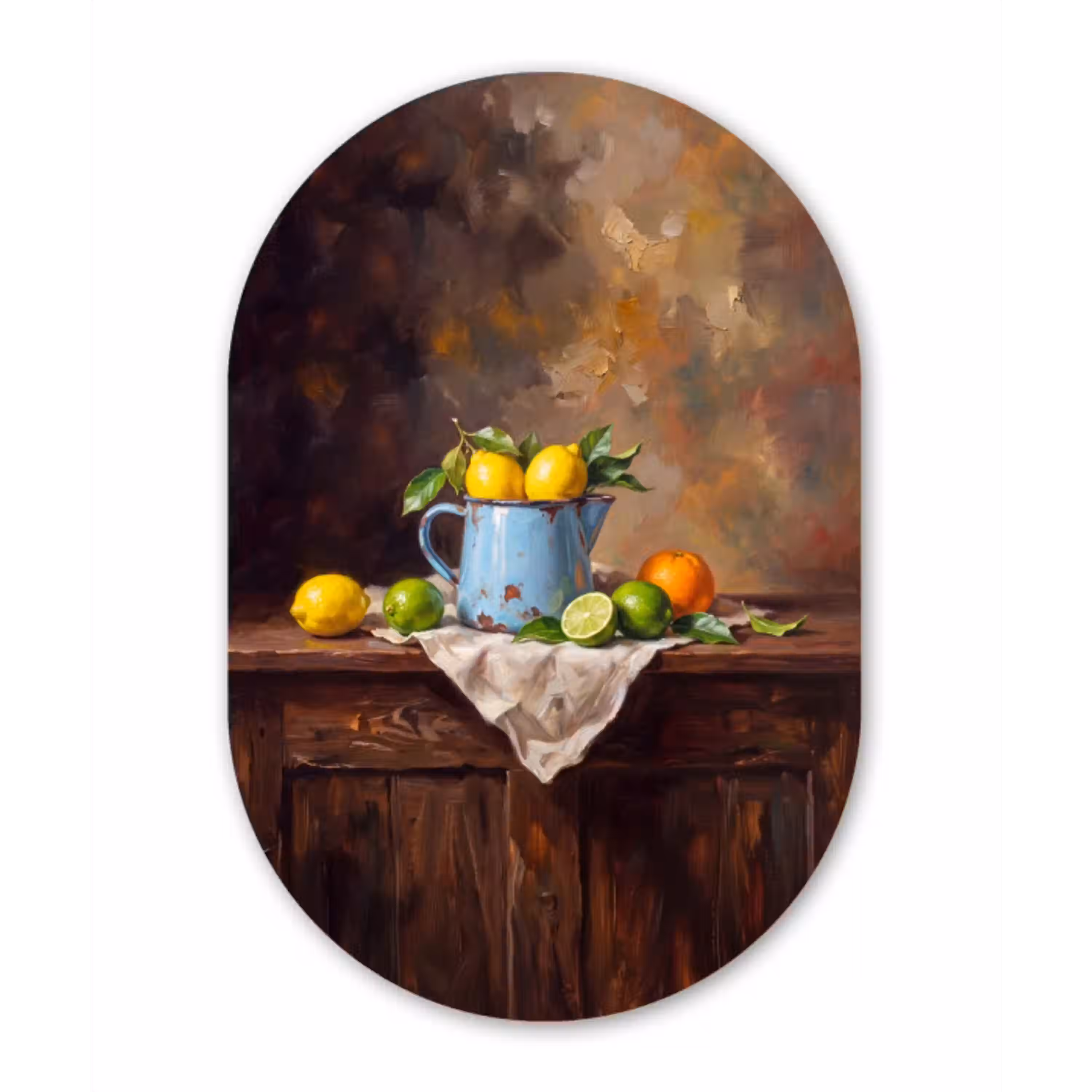 Eten - Stilleven - Klassiek Wandcirkel Ovaal Glas middel -3d