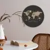 Wereldkaart - Beige - Zwart Akoestische PET Vilt - Rond klein -sfeer3