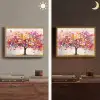 Aquarel - Boom - Kunst - Abstract Light Box met batterij (Wandlamp) middel -sfeer3