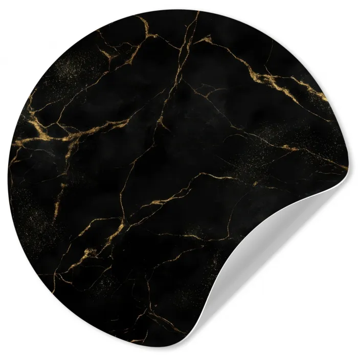 Zwart marmer - Gouden aders - Klassiek Wandcirkel behangsticker klein -3d