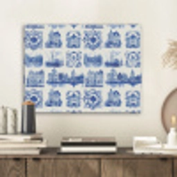Huizen - Schepen - Blauw PET vilt klein 837 -sfeer1