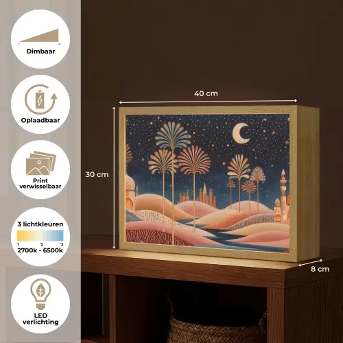 Sterrenhemel - Palmen - Rivier Light Box met batterij (Wandlamp) middel -USP_websiteoverzichtNL