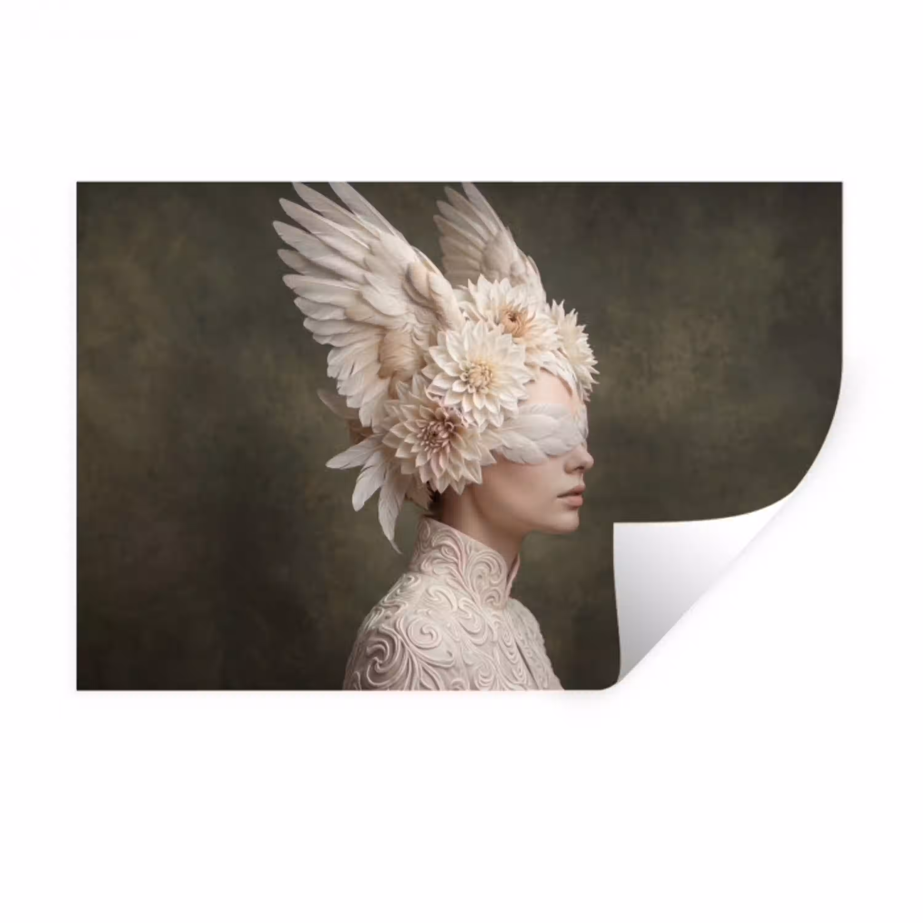 Vleugels - Vrouw - Wit Muursticker klein -3d