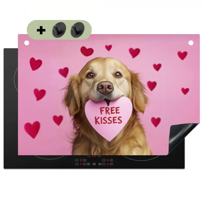 Hond - Kiss- Valentijn - Hartjes Inductie beschemer met haakjes klein -3d