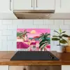 Stad - Roze - Palmbomen keuken achterwand spatscherm klein -sfeer2