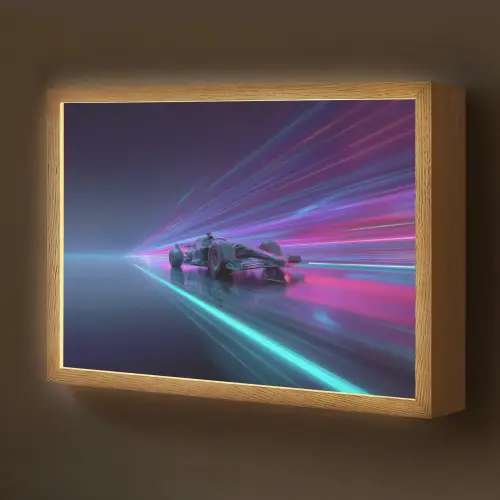 Racewagen - Neon - Snelheid - Paars Light Box met batterij (Wandlamp kind) middel -z3d_website