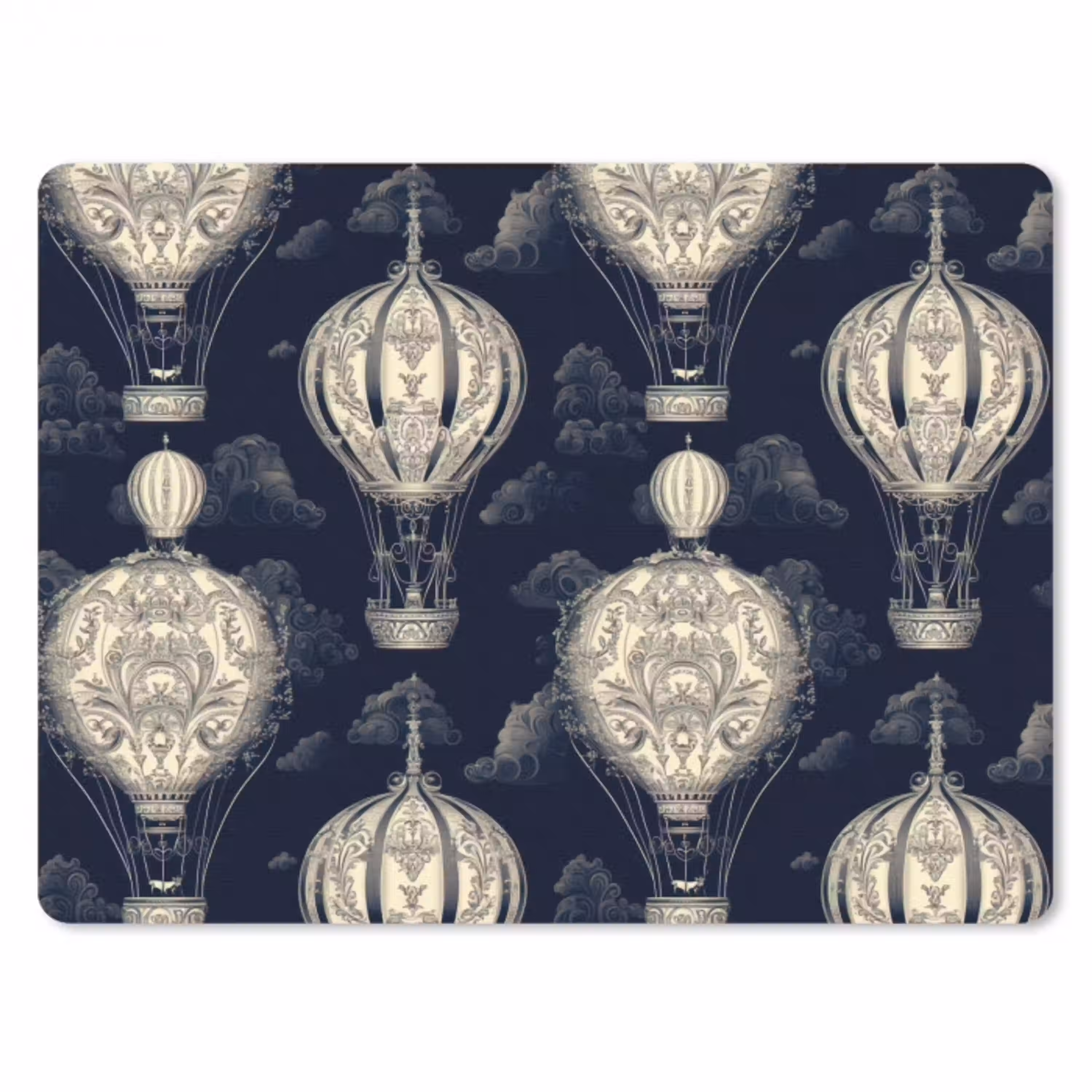 Luchtballonnen - Wolken - Patroon - Donkerblauw muismat rubber klein 262 -3d
