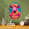 Koe - Bloemenkrans - Oorhangers - Kimono Wandcirkel Ovaal Forex klein -sfeer2