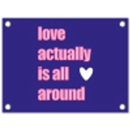 Tekst - Valentijn - Love - Blauw tuinposter los doek klein -3d