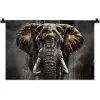 Olifant - Watercolor - Wilde dieren - Luxe Wandkleed katoen klein -zz3d