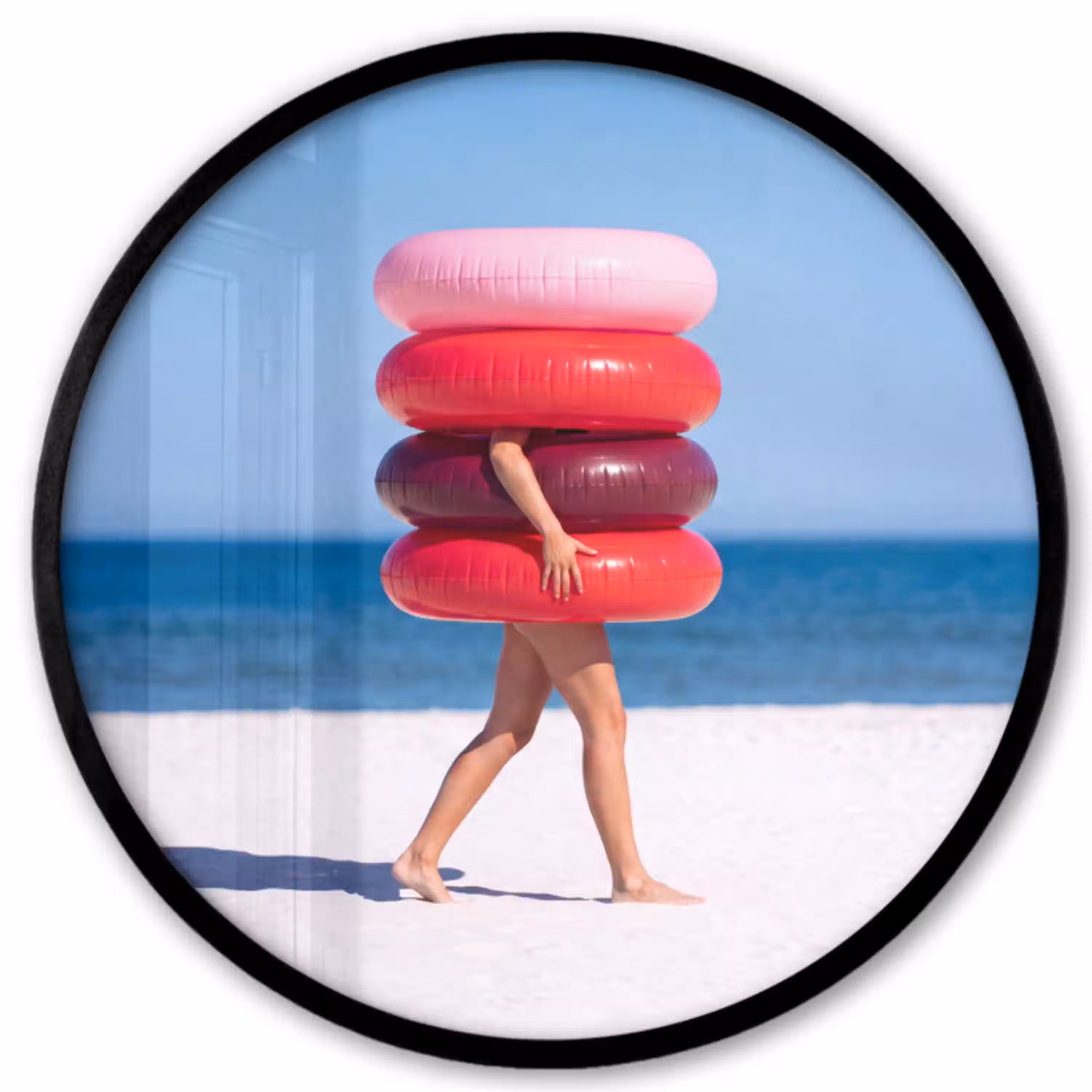 Mensen - Strand - Zomer - Recreatie - Kleurrijk Fotolijst rond zonder passe partout klein -3d