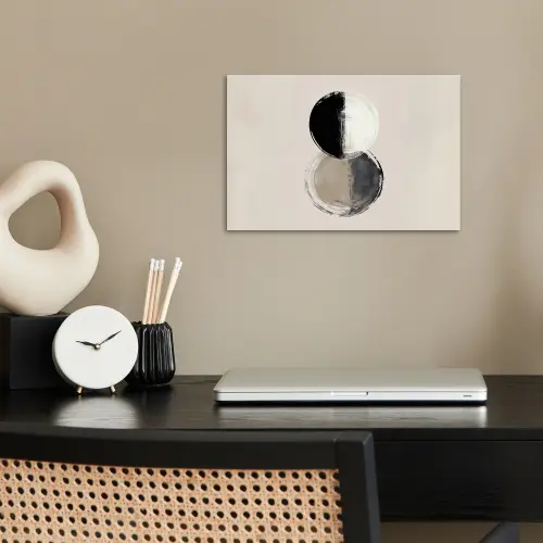 Cirkels - Strepen - Minimalistisch - Zwart poster papier klein -sfeer1