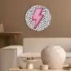 Bliksem - Roze - Stippen Akoestische PET Vilt - Rond klein -sfeer1