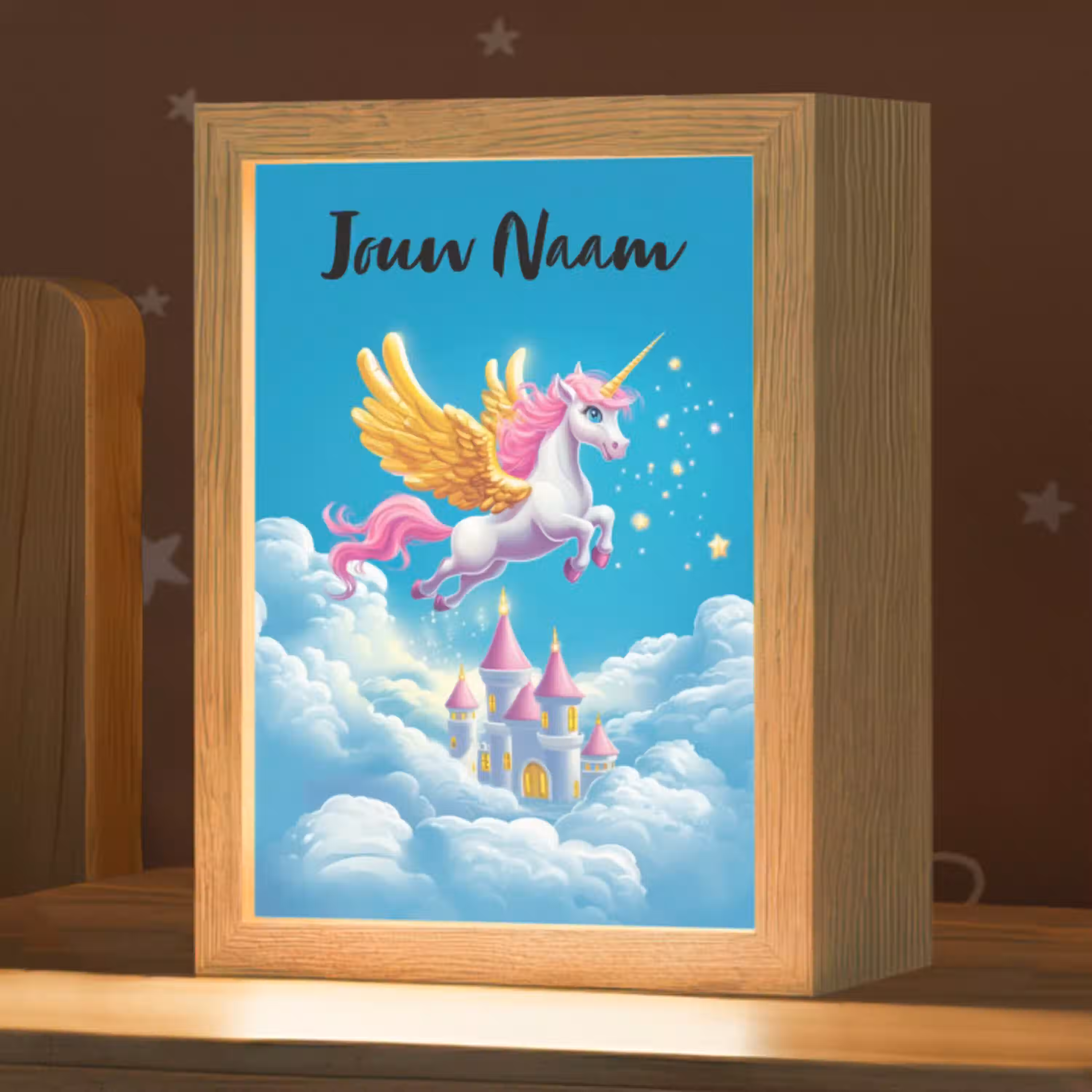 Eenhoorn - Fantasie - Kasteel Light Box met kabel (Kinderlampje) klein -zzz_3d_website