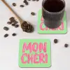 Mon cheri - Groen - Roze onderzetter kurk middel -sfeer2