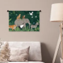 Tropisch - Jungle -  Groen Wandkleed katoen klein -sfeer4