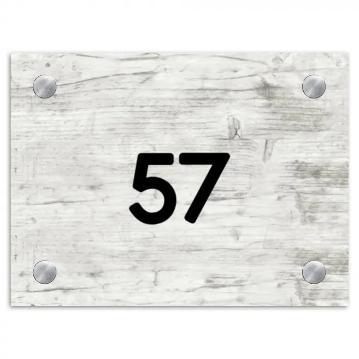 Witgrijs hout - Traditioneel Naambord Rechthoek middel -3d