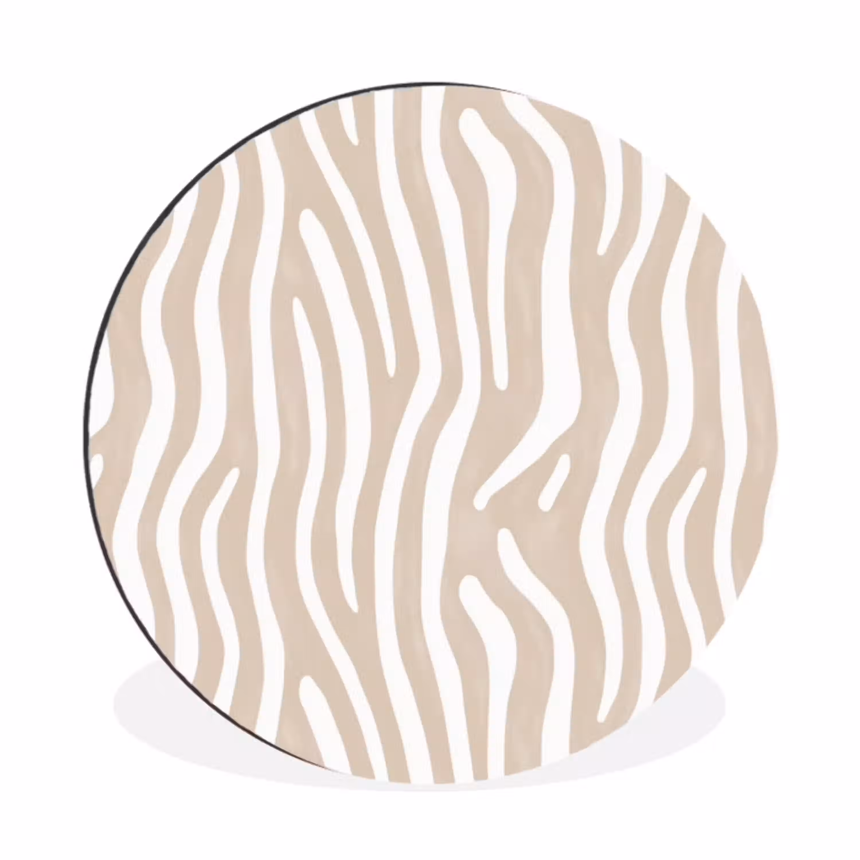 Abstract - Zebra - Beige Wandcirkel aluminium klein 190 -3d