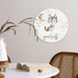 Spreuken - Wolf - Be yourself - Kinderen - Jongens - Meisjes - Waterverf Wandcirkel kunststof plaat 5mm dik klein -sfeer4