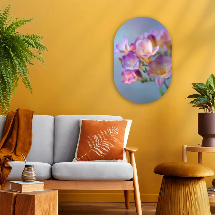 Bloemen - Paars - Overloop - Meeldraden Wandcirkel Ovaal Forex klein -sfeer4