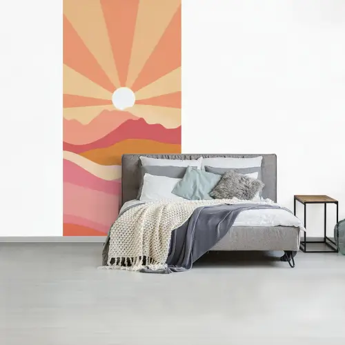Bergen - Abstract - Zonnestralen - Roze fotobehang vinyl groot -slaapkamer
