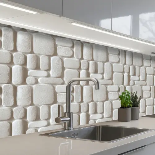 Reliëf - Structuur - Wit keuken achterwand 2 middel 871 -3d_schuin