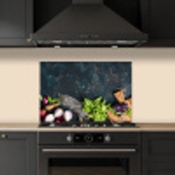Groente - Kruiden - Wiegemes - Ui - Specerijen - Rustiek keuken achterwand spatscherm klein -sfeer1